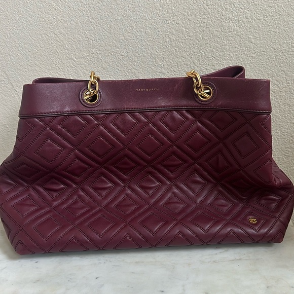 Tory Burch Fleming burgundy tote bag - Picture 2 of 8